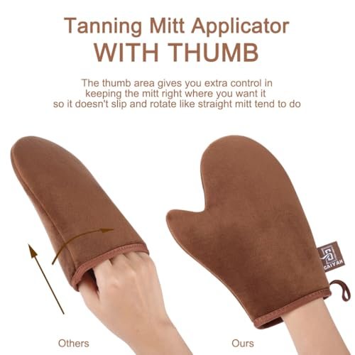 GAIYAH Self Tanning Mitt Applicator Kit - Complete Set with Back Applicator, Exfoliator Glove & Face Tanning Glove - görsel 8