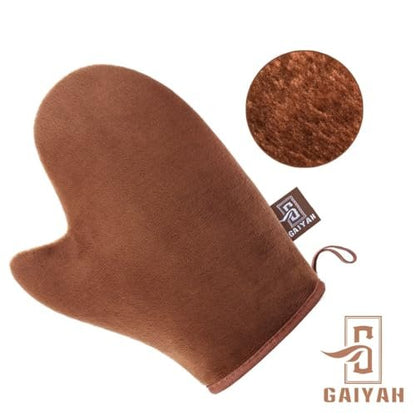GAIYAH Self Tanning Mitt Applicator Kit - Complete Set with Back Applicator, Exfoliator Glove & Face Tanning Glove