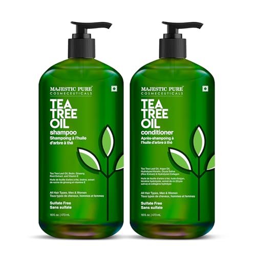 Majestic Pure Tea Tree Shampoo – Hydrating Dandruff Control for Men & Women, Sulfate Free, 16 fl oz (Pack of 2) Avelisse