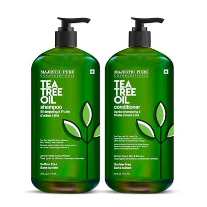 Majestic Pure Tea Tree Shampoo – Hydrating Dandruff Control for Men & Women, Sulfate Free, 16 fl oz (Pack of 2) Avelisse