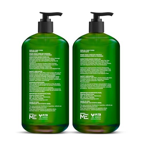 Majestic Pure Tea Tree Shampoo – Hydrating Dandruff Control for Men & Women, Sulfate Free, 16 fl oz (Pack of 2) Avelisse