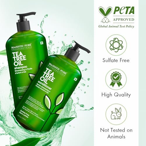 Majestic Pure Tea Tree Shampoo – Hydrating Dandruff Control for Men & Women, Sulfate Free, 16 fl oz (Pack of 2) Avelisse