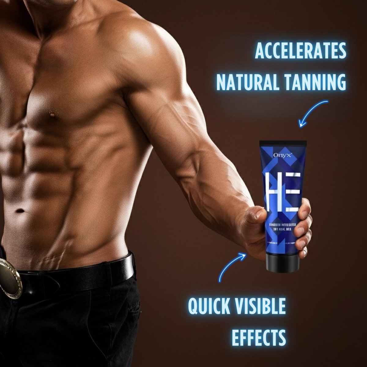 Onyx HE Tanning Bed Lotion for Men - Indoor Tanning Accelerator & Bronzer with Skin Firming & Muscle Bronzing Complex, 6.76 oz Avelisse