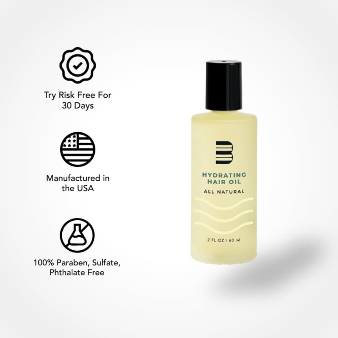 BLUMAAN Hydrating Hair Oil - Natural Men's Hair Strengthening Oil for Dry, Frizzy, Straight or Curly Hair - 60 ml Avelisse