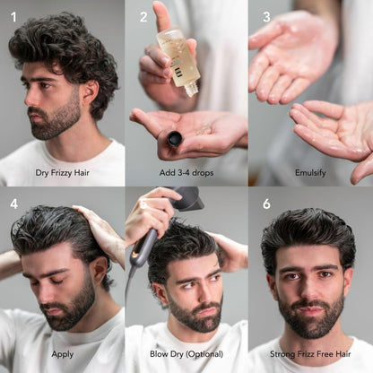 BLUMAAN Hydrating Hair Oil - Natural Men's Hair Strengthening Oil for Dry, Frizzy, Straight or Curly Hair - 60 ml Avelisse