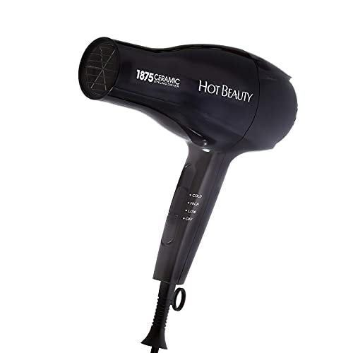 Hot Beauty 1875 Ceramic Styler Hair Styling Blow Dryer – Lightweight Fast Dry with 2 Attachments, Multi Heat Speed for Home or Travel Avelisse