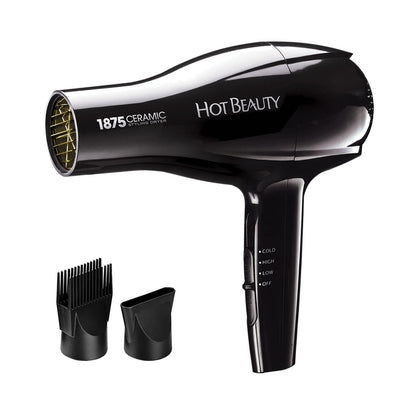 Hot Beauty 1875 Ceramic Styler Hair Styling Blow Dryer – Lightweight Fast Dry with 2 Attachments, Multi Heat Speed for Home or Travel Avelisse