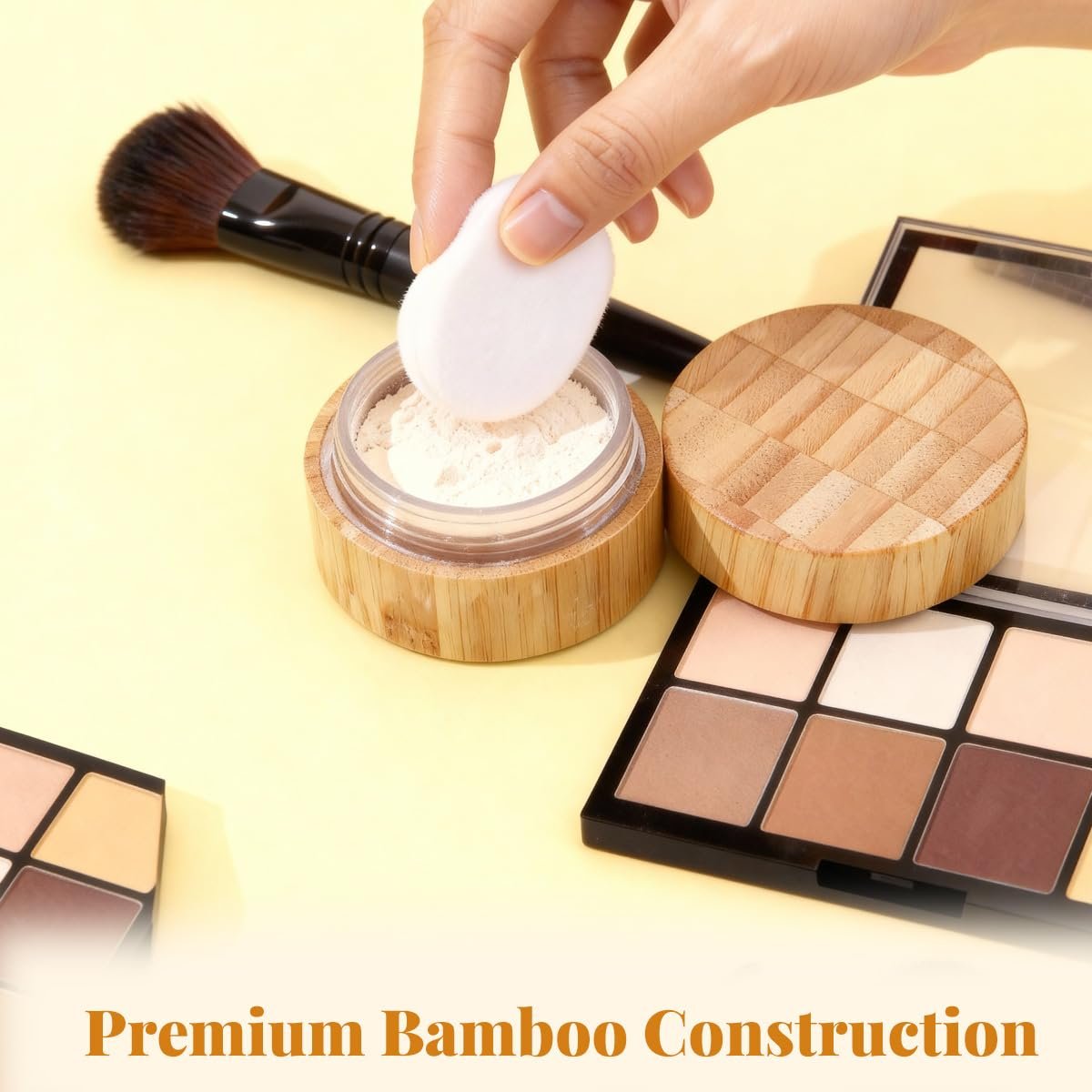 1 oz / 30 ml Empty Refillable Bamboo Cosmetic Loose Powder Box with Screw Lid, Puff & Sifter – Eco-Friendly Acrylic Jar - görsel 14