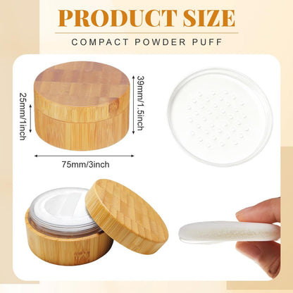 1 oz / 30 ml Empty Refillable Bamboo Cosmetic Loose Powder Box with Screw Lid, Puff & Sifter – Eco-Friendly Acrylic Jar