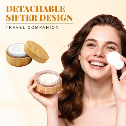 1 oz / 30 ml Empty Refillable Bamboo Cosmetic Loose Powder Box with Screw Lid, Puff & Sifter – Eco-Friendly Acrylic Jar