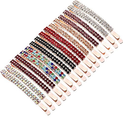Yaomiao 16 Pieces Rhinestone Bobby Pins – Double Row Decorative Crystal Hair Clips for Women, Bridal Wedding Accessories (Style A, Multi Color) - görsel 2