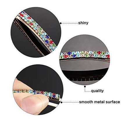 Yaomiao 16 Pieces Rhinestone Bobby Pins – Double Row Decorative Crystal Hair Clips for Women, Bridal Wedding Accessories (Style A, Multi Color)