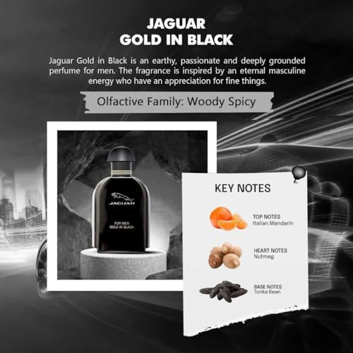 Jaguar Gold In Black Eau De Toilette Spray for Men 3.4 oz - görsel 8