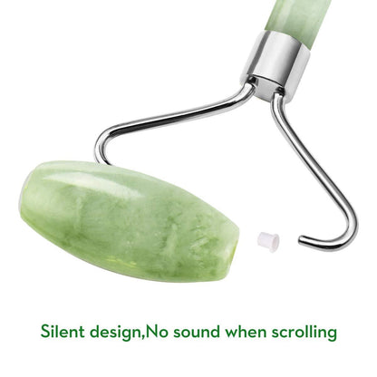 Kimkoo Jade Roller and Gua Sha for Face - 3 in 1 Kit with Facial Massager Tool, 100% Real Natural Jade Stone Anti-Aging, Face Beauty Set for Eye Anti-Wrinkle