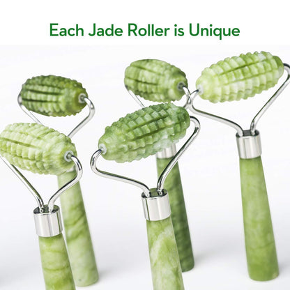 Kimkoo Jade Roller and Gua Sha for Face - 3 in 1 Kit with Facial Massager Tool, 100% Real Natural Jade Stone Anti-Aging, Face Beauty Set for Eye Anti-Wrinkle