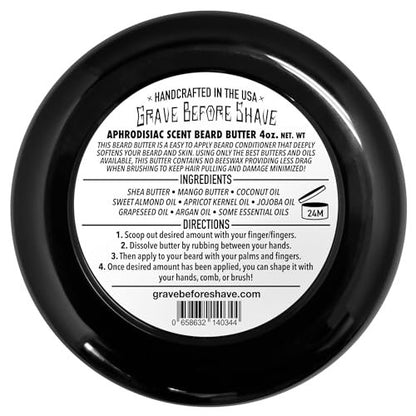Grave Before Shave Leather/Cedar-Wood Scent Beard Conditioning Butter 4 oz. Avelisse
