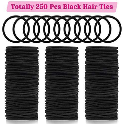 Anezus 250 Pcs Black Small Hair Ties - 3mm Elastics for Ponytails, Braids, and Everyday Styling