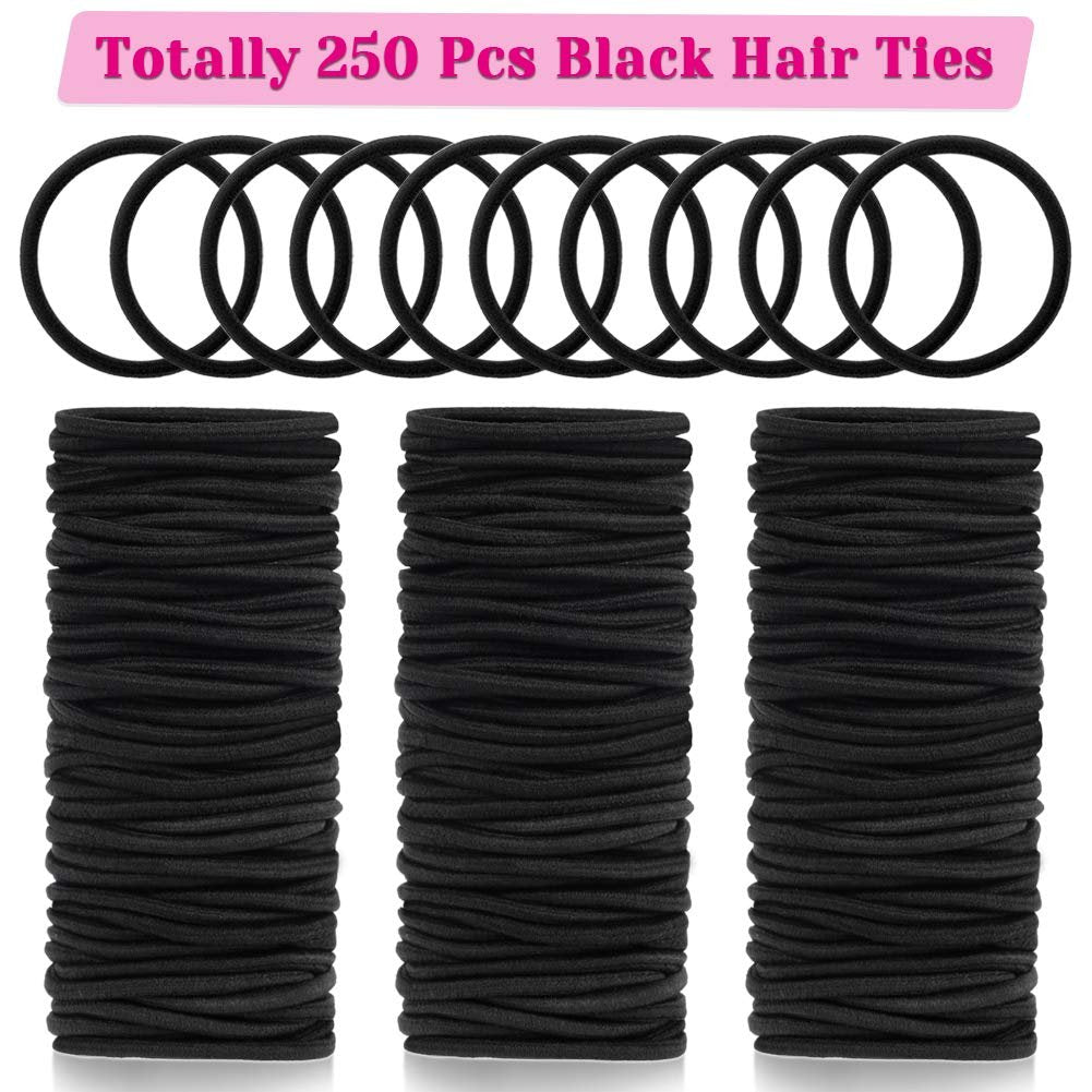 Anezus 250 Pcs Black Small Hair Ties - 3mm Elastics for Ponytails, Braids, and Everyday Styling - görsel 3