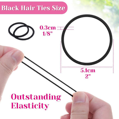 Anezus 250 Pcs Black Small Hair Ties - 3mm Elastics for Ponytails, Braids, and Everyday Styling