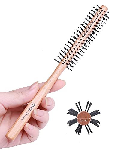 PERFEHAIR 1 Inch Mini Round Brush for Short Hair - Small Quiff Roller for Women and Men, Best for Thin Hair, Bangs, Beard Styling, Lifting, Curling - Off White, Nylon Bristles Avelisse