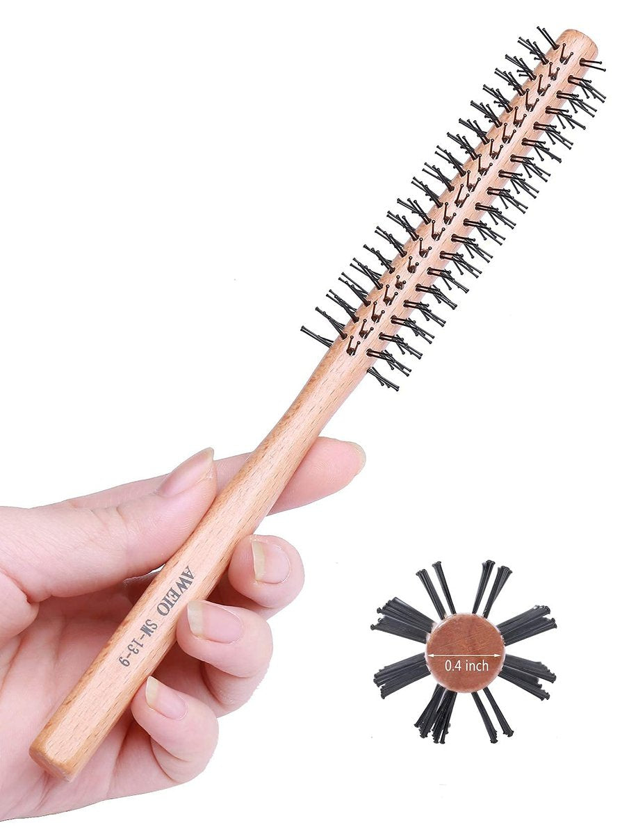 PERFEHAIR 1 Inch Mini Round Brush for Short Hair - Small Quiff Roller for Women and Men, Best for Thin Hair, Bangs, Beard Styling, Lifting, Curling - Off White, Nylon Bristles Avelisse