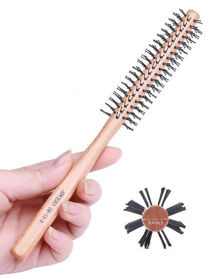 PERFEHAIR 1 Inch Mini Round Brush for Short Hair - Small Quiff Roller for Women and Men, Best for Thin Hair, Bangs, Beard Styling, Lifting, Curling - Off White, Nylon Bristles Avelisse