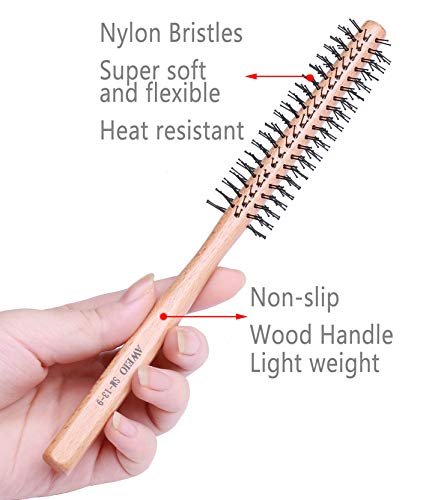 PERFEHAIR 1 Inch Mini Round Brush for Short Hair - Small Quiff Roller for Women and Men, Best for Thin Hair, Bangs, Beard Styling, Lifting, Curling - Off White, Nylon Bristles Avelisse