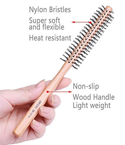 PERFEHAIR 1 Inch Mini Round Brush for Short Hair - Small Quiff Roller for Women and Men, Best for Thin Hair, Bangs, Beard Styling, Lifting, Curling - Off White, Nylon Bristles Avelisse