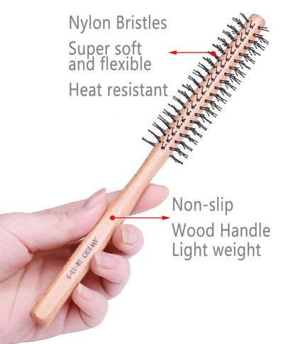 PERFEHAIR 1 Inch Mini Round Brush for Short Hair - Small Quiff Roller for Women and Men, Best for Thin Hair, Bangs, Beard Styling, Lifting, Curling - Off White, Nylon Bristles Avelisse