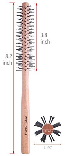 PERFEHAIR 1 Inch Mini Round Brush for Short Hair - Small Quiff Roller for Women and Men, Best for Thin Hair, Bangs, Beard Styling, Lifting, Curling - Off White, Nylon Bristles Avelisse