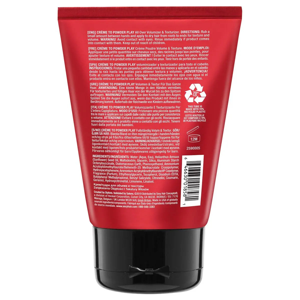 SexyHair Big Creme 2 Powder Play All Over Volumizer and Texturizer - 3.4 oz | Up to 100% More Volume | Creme to Powder Formula | All Hair Types Avelisse