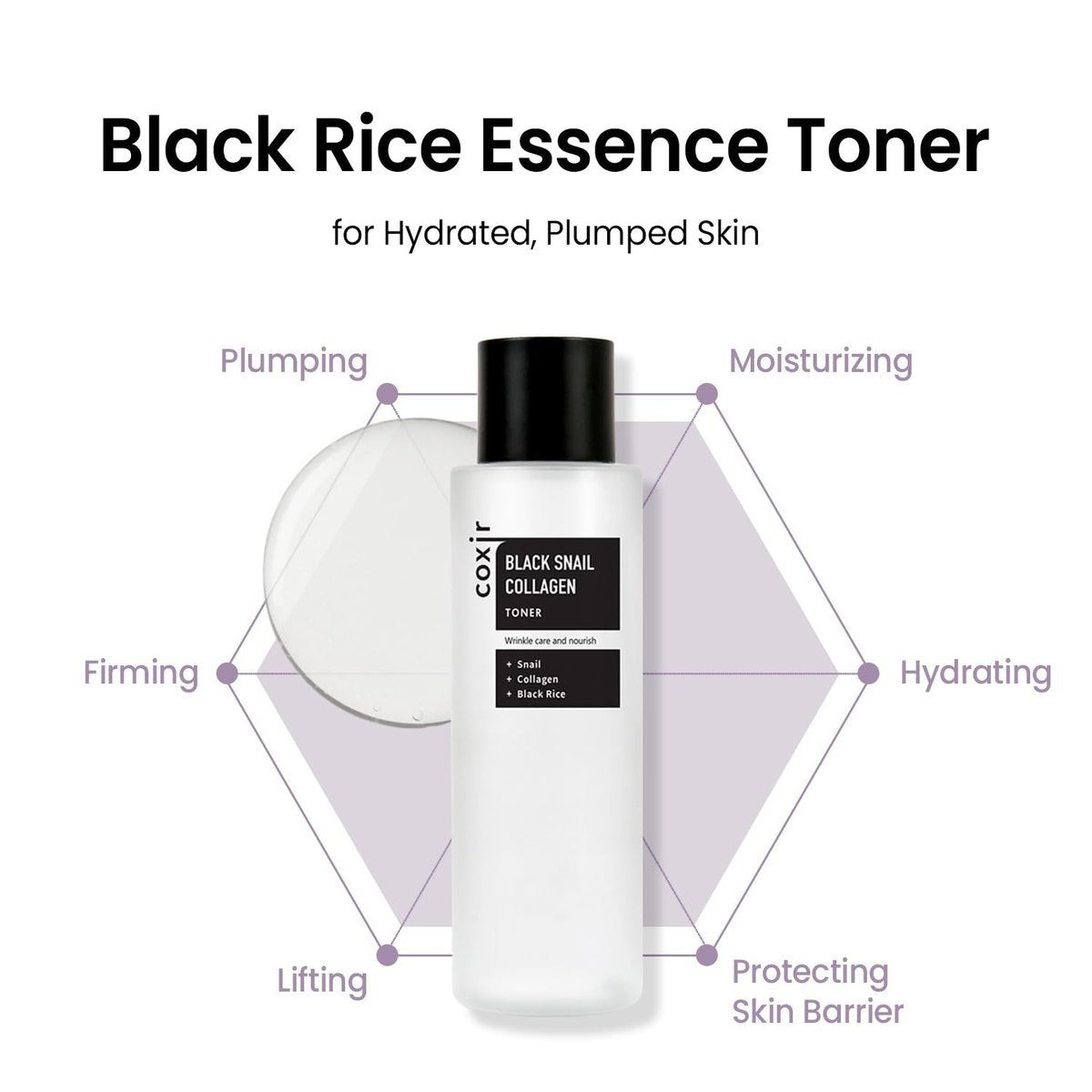 coxir Black Snail Collagen Toner – Hydrating Essence Toner with Snail Mucin & Black Rice Complex for Skin Texture Moisture Balance | Lightweight Korean Skincare for All Skin Types (5.07 fl.oz) - görsel 7