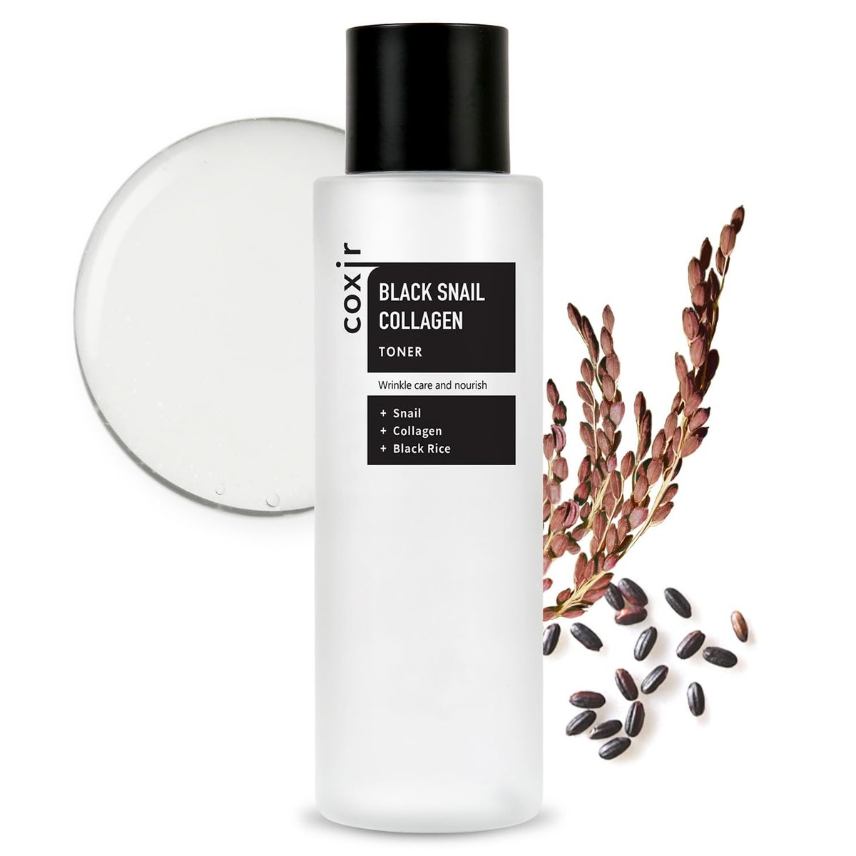 coxir Black Snail Collagen Toner – Hydrating Essence Toner with Snail Mucin & Black Rice Complex for Skin Texture Moisture Balance | Lightweight Korean Skincare for All Skin Types (5.07 fl.oz) - görsel 1