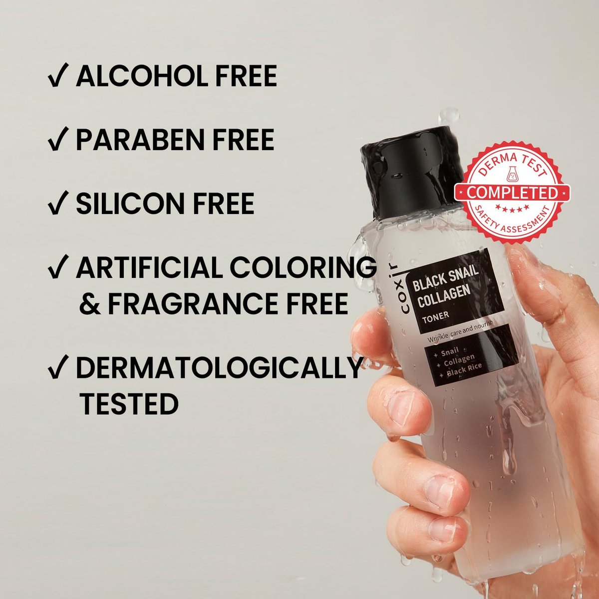 coxir Black Snail Collagen Toner – Hydrating Essence Toner with Snail Mucin & Black Rice Complex for Skin Texture Moisture Balance | Lightweight Korean Skincare for All Skin Types (5.07 fl.oz) - görsel 13