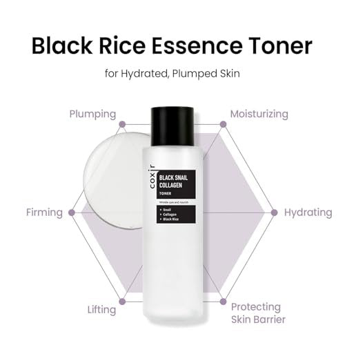 coxir Black Snail Collagen Toner – Hydrating Essence Toner with Snail Mucin & Black Rice Complex for Skin Texture Moisture Balance | Lightweight Korean Skincare for All Skin Types (5.07 fl.oz) - görsel 8