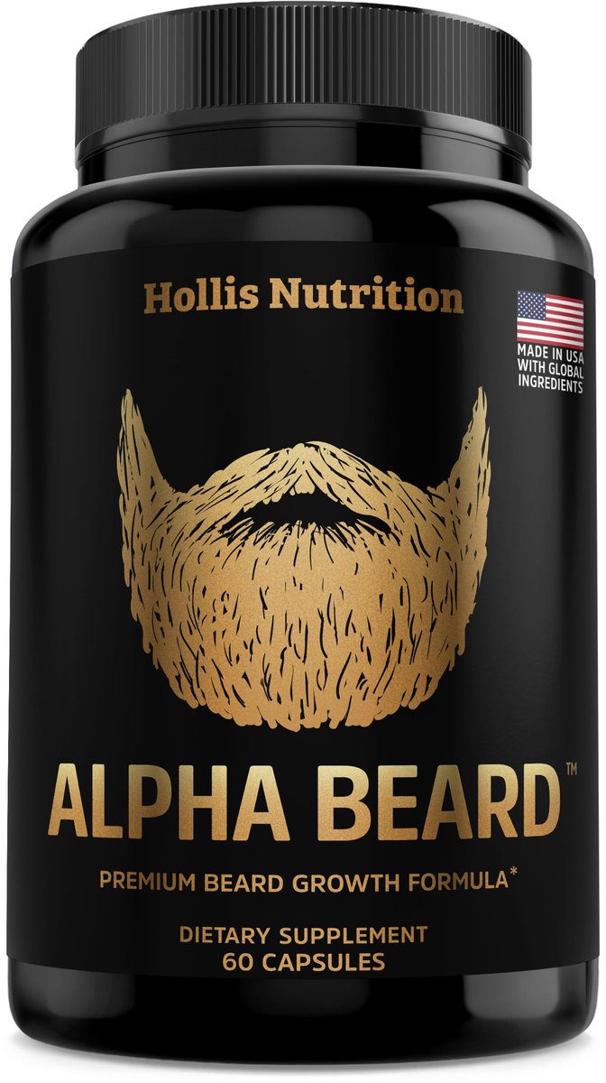 Alpha Beard Growth Vitamins – Biotin 10K MCG, Collagen, Keratin, Hyaluronic Acid, B-Complex, MSM – Beard DHT Blocker & Hair Growth Supplement for Men – Regrow Stronger, Healthier Facial Hair (60 Count) - görsel 1