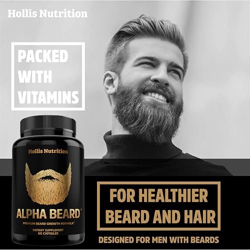 Alpha Beard Growth Vitamins – Biotin 10K MCG, Collagen, Keratin, Hyaluronic Acid, B-Complex, MSM – Beard DHT Blocker & Hair Growth Supplement for Men – Regrow Stronger, Healthier Facial Hair (60 Count) - görsel 8