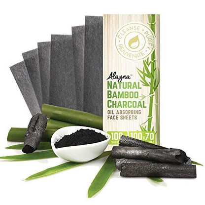 Natural Bamboo Charcoal Oil Blotting Sheets – 300 Pcs Organic Blotting Paper for Face, Absorbs Excess Shine, 3 Pack Avelisse
