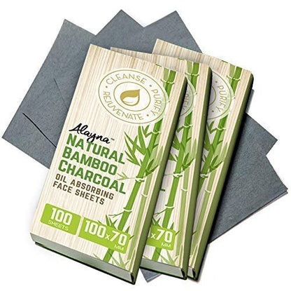 Natural Bamboo Charcoal Oil Blotting Sheets – 300 Pcs Organic Blotting Paper for Face, Absorbs Excess Shine, 3 Pack Avelisse