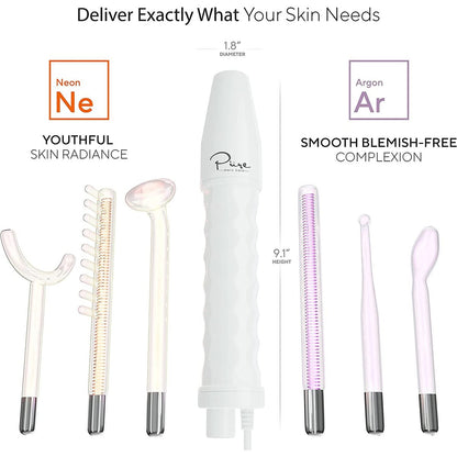 NuDerma Professional Skin Therapy Wand – Portable High Frequency Machine with 6 Glass Wands for Clear, Firm & Tightened Skin Avelisse