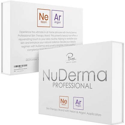 NuDerma Professional Skin Therapy Wand – Portable High Frequency Machine with 6 Glass Wands for Clear, Firm & Tightened Skin Avelisse