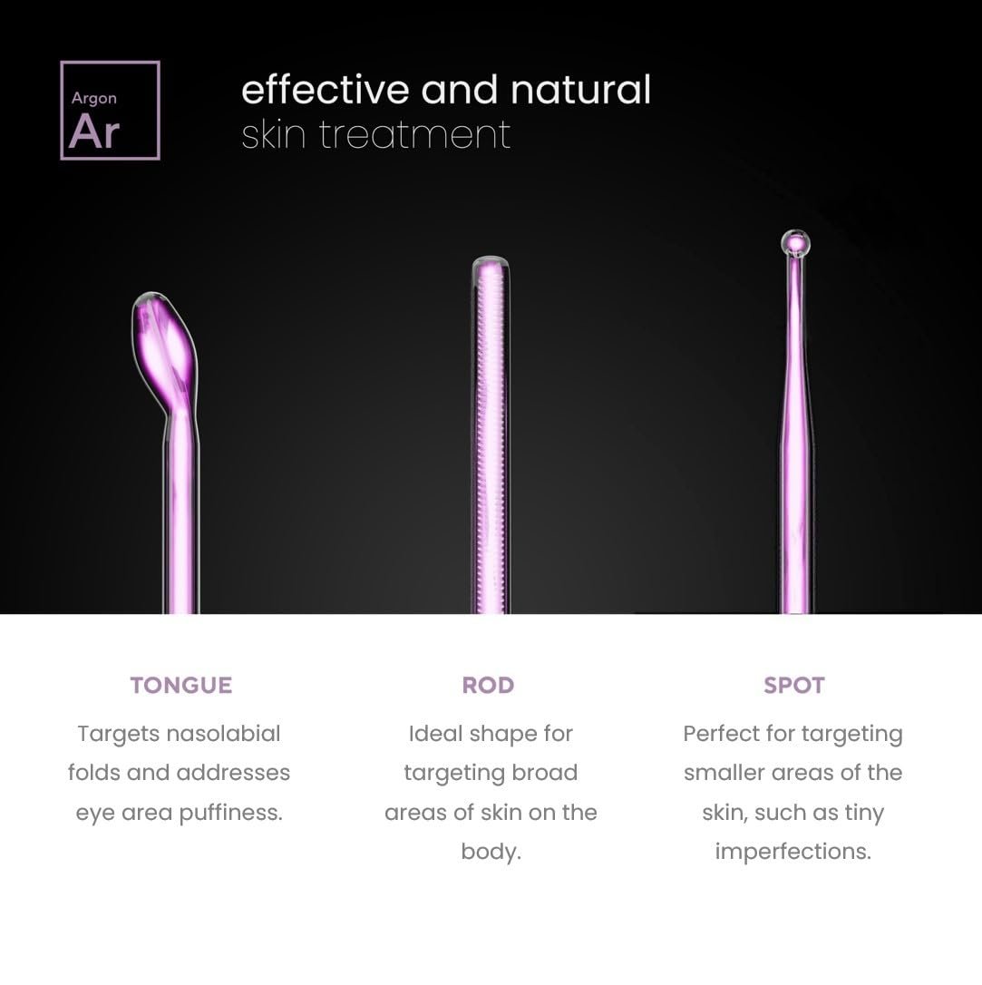 NuDerma Professional Skin Therapy Wand – Portable High Frequency Machine with 6 Glass Wands for Clear, Firm & Tightened Skin Avelisse