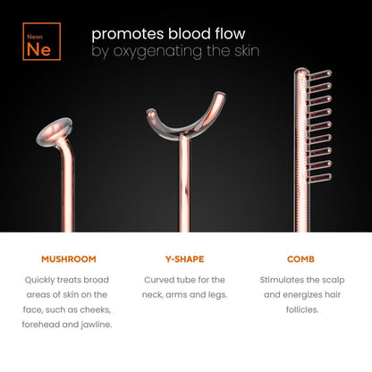 NuDerma Professional Skin Therapy Wand – Portable High Frequency Machine with 6 Glass Wands for Clear, Firm & Tightened Skin Avelisse
