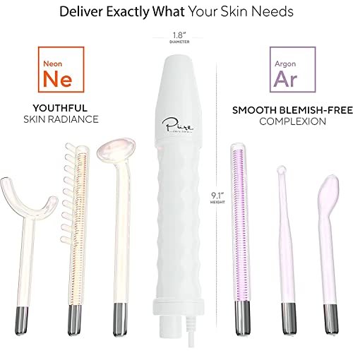 NuDerma Professional Skin Therapy Wand – Portable High Frequency Machine with 6 Glass Wands for Clear, Firm & Tightened Skin Avelisse