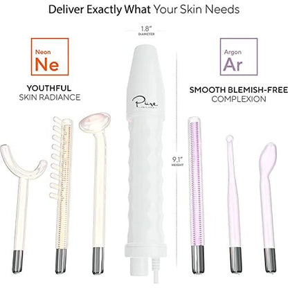 NuDerma Professional Skin Therapy Wand – Portable High Frequency Machine with 6 Glass Wands for Clear, Firm & Tightened Skin Avelisse
