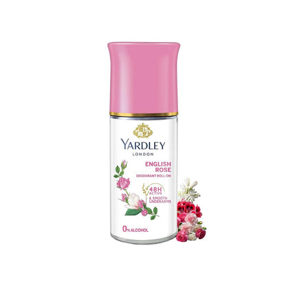 Yardley London English Rose Anti-Perspirant Deodorant Roll-On | 48-Hour Active | Alcohol-Free | 1.7oz (50ml)