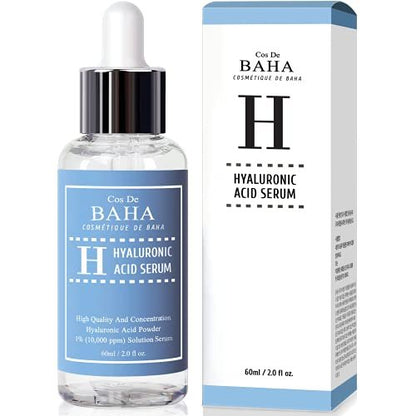 Cos De BAHA Hyaluronic Acid Serum 2 Fl Oz – Pure Sodium Hyaluronate 10,000 ppm Hydrating Face Serum for Dry & Dehydrated Skin – Lightweight Fragrance-Free Korean Skincare