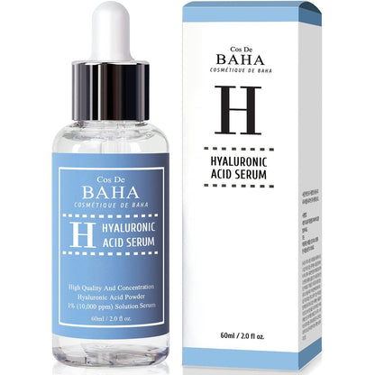 Cos De BAHA Hyaluronic Acid Serum 2 Fl Oz – Pure Sodium Hyaluronate 10,000 ppm Hydrating Face Serum for Dry & Dehydrated Skin – Lightweight Fragrance-Free Korean Skincare