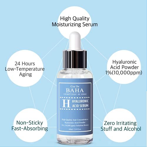 Cos De BAHA Hyaluronic Acid Serum 2 Fl Oz – Pure Sodium Hyaluronate 10,000 ppm Hydrating Face Serum for Dry & Dehydrated Skin – Lightweight Fragrance-Free Korean Skincare - görsel 4