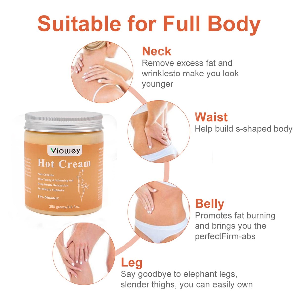 Viowey Hot Cream Fat Burning Cream for Tummy, Abdomen, Belly, Legs, Arms, Buttocks and Waist, 8.8 oz Avelisse